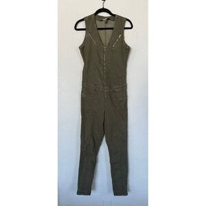Guess Olive Green Sleeveless Jumpsuit‎ Full Zip Front Utility Romper Medium